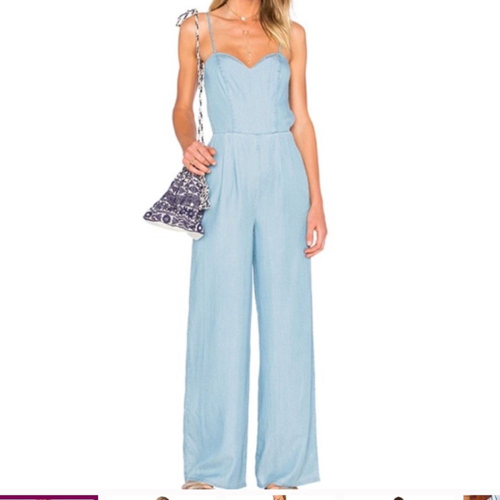 LOVERS & FRIENDS Revolve Brand Gardenia‎ Spaghetti Strap Wide-Leg Jumpsuit